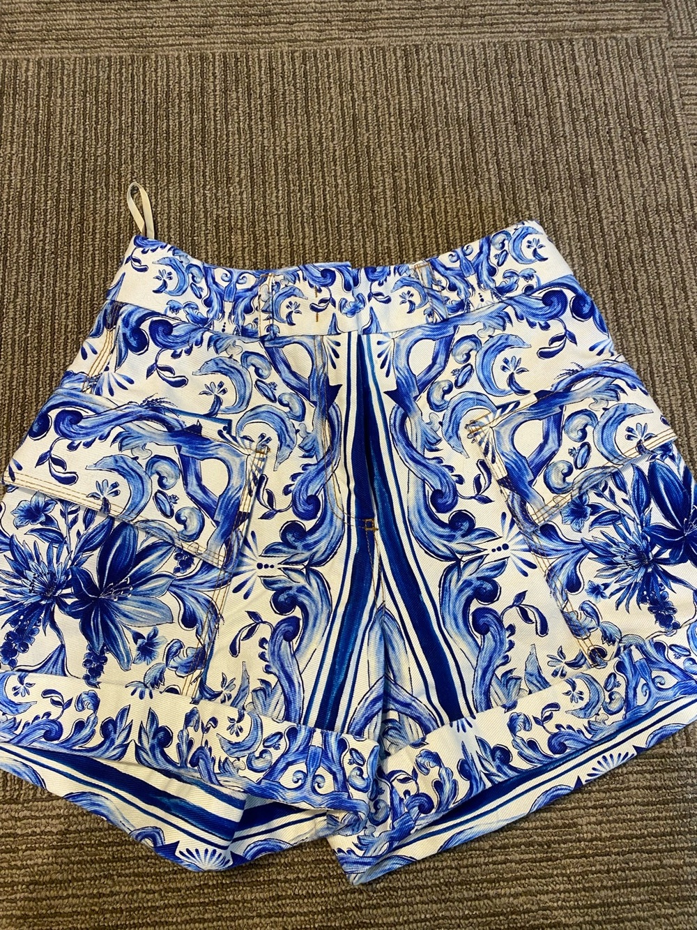 Blue & White Printed Women's Shorts
